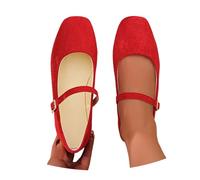 Flat Shoes for Women UK Single Strap Ballet Flat Square Toe Low Cut Mary Jane Plus Size with Adjustable Buckle Strap Solid Colour Flats Shoes for Weekend Shopping Daily Wear