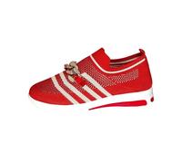 Flat Shoes for Women Wide Fit Womens Flats Women Spring and Summer New Fly Weaving Hollow Colorblocking Upper Metal Chain Slope Heel Casual Shoes Woven Sandals (Red,4.5)