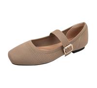 Flat Shoes Women Orthopedic Breathable Woven Mesh Cushioned Non Slip Base Comfortable Lightweight Foot Support Footwear for Daily Work Khaki