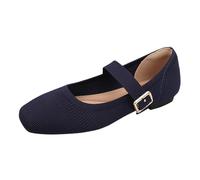 Flat Shoes Women Orthopedic Breathable Woven Mesh Cushioned Non Slip Base Comfortable Lightweight Foot Support Footwear for Daily Work Navy