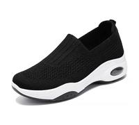 Flat Shoes Women Orthopedic Soft Mesh Stable Non Slip Sole Lightweight Relaxing Arch Support Footwear for Daily Outdoor Use Black