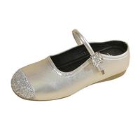 Flat Shoes Women's Leather Shoes Lai People Thick Slippers Shoes Single Shoes Summer Exquisite Sequins Split Hundred with Flat Silver Small Female, silver, 6 UK