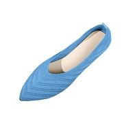 Flat Shoes Women's Lightweight Work Shoes Comfortable Soft Traditional Shoes Pointed Toe Casual Shoes Lightweight Dance Shoes Elegant Knitting Pumps Non-Slip Breathable Walking Shoes, Z1 Blue, 7 UK