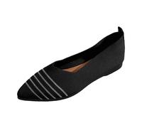 Flat Shoes Women's Lightweight Work Shoes Comfortable Soft Traditional Shoes Pointed Toe Casual Shoes Lightweight Dance Shoes Elegant Knitting Pumps Non-Slip Breathable Walking Shoes, Z2 Black, 10 UK