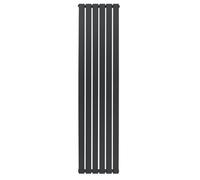 Flat Single Column Radiator 1800mm x 420mm Modern Designer Single Panel Central Heating Heater Matt Anthracite Grey Carbon Steel Vertical Kitchen Living Room FREE Cleaning Brush Fixing Kit & Brackets
