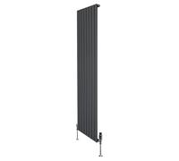 Flat Single Column Radiator 1800mm x 560mm TRV Chrome Valves Modern Designer Single Panel Central Heating Heater Anthracite Grey Carbon Steel Vertical FREE Cleaning Brush Fixing Kit & Brackets
