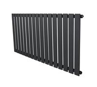 Flat Single Column Radiator 600mm x 1190mm Modern Designer Single Panel Central Heating Heater Anthracite Grey Carbon Steel Horizontal Kitchen Living Room FREE Cleaning Brush Fixing Kit & Brackets