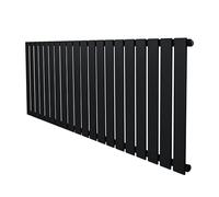 Flat Single Column Radiator 600mm x 1400mm Modern Designer Single Panel Central Heating Heater Matt Black Carbon Steel Horizontal Kitchen Living Room FREE Cleaning Brush Fixing Kit & Brackets