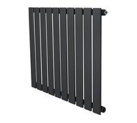 Flat Single Column Radiator 600mm x 700mm Modern Designer Single Panel Central Heating Heater Matt Anthracite Grey Carbon Steel Horizontal Kitchen Living Room FREE Cleaning Brush Fixing Kit & Brackets