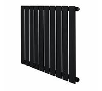 Flat Single Column Radiator 600mm x 700mm Modern Designer Single Panel Central Heating Heater Matt Black Carbon Steel Horizontal Kitchen Living Room FREE Cleaning Brush Fixing Kit & Brackets