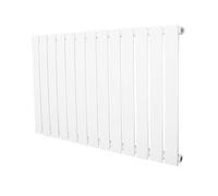 Flat Single Column Radiator 600mm x 910mm Modern Designer Single Panel Central Heating Heater Gloss White Carbon Steel Horizontal Kitchen Living Room FREE Cleaning Brush Fixing Kit & Brackets