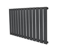Flat Single Column Radiator 600mm x 910mm Modern Designer Single Panel Central Heating Heater Matt Anthracite Grey Carbon Steel Horizontal Kitchen Living Room FREE Cleaning Brush Fixing Kit & Brackets
