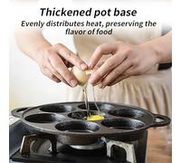 Flat Skillet - 12.01 Inches Cast Iron Nonstick 7-Hole Pancake Pan | Flat Frying Iron Pan for Egg, Crepe, Pizza, Steak, Grilling, Campfire, Outdoor BBQ, Camping Stove and Breakfast Use