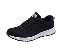 Flat Sneakers for Women, Running Shoes Trainers Walking Shoes Tennis Shoes Lace Up Breathable Mesh Sport Shoes Lightweight Non Slip Tennis Shoes Workout Casual Gym Jogging Shoes Black