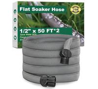 Flat Soaker Hose 50 FT*2Pack for Garden Beds, Linkable Drip Irrigation Hose, Double-Layer PVC, Leakproof & Kink-Resistant, Even Seepage Saves up to 80% Water