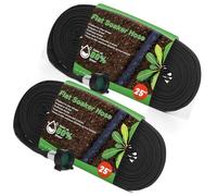 Flat Soaker Hose 50FT (25FT x 2),Drip Hose for Garden Beds Linkable Irrigation System Lightweight and Easy Watering for Tree Plant and Save 80% Water for You