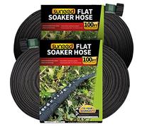Flat Soaker Hoses for Garden 100 Ft 2Pack, Cloth Soaker Hose for Efficient & Effective Watering of Plants - Garden Soaker Hoses with Heavy Duty & Easy to Install(100ftx2)