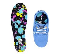 FLAT SOCKS Boy's Kids, Machine Washable, Moisture-Wicking, No Show, Breathable, Barefoot, Sockless Shoe Inserts Socks, Paint Splatter, One Size