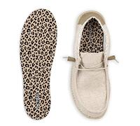 FLAT SOCKS No Show Socks, Sockless Shoe Liner, No Slipping, No Stinking, Washable Barefoot Shoe Insert, Animal Print, Leopard, Large