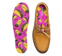 FLAT SOCKS No Show Socks, Sockless Shoe Liner, No Slipping, No Stinking, Washable Barefoot Shoe Insert for Men and Women, Taco 'Bout It, Large