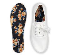 FLAT SOCKS Women's No Show Socks, Sockless Liner, No Slipping, No Stinking, Washable Barefoot Shoe Insert, Floral Print, Peachy Rose, Small (Pack of 2)