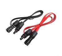 Flat Solar Photovoltaic Cable 100cm 4mm² 1.5kV LSZH Flame Retardant Pre-Assembled with PV Connectors for Casement Penetration, 1 Pair Red+Black