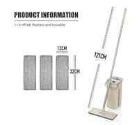 Flat Squeeze Mop with Spin Bucket Hand Free Wringing Floor Cleaning Microfiber M