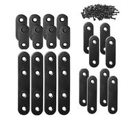 Flat Straight Brace,20Pcs Metal Brackets with 48Pcs Screws | Black Joint Plate Connector Repair Fixing Bracket for Wood Wood Chair Bookshelf Board Window Furniture Cabinet