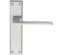 Flat Straight Lever on Latch Backplate Door Handle - 180 x 40mm - Satin Chrome | Lever on Backplate Door Handle - Internal Door Hardware - Lock, Euro, Oval and Latch Options Available