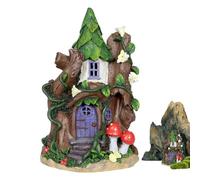 Flat Style Outdoor Tree Fairy Door, Fairy Door and Window for Trees, Exquisite Fairy Cottage, Wooden Miniature Fairyland Garden Kit, Fairy Garden Decor for Kid & Adult