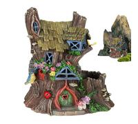 Flat Style Outdoor Tree Fairy Door, Fairy Door and Window for Trees, Exquisite Fairy Cottage, Wooden Miniature Fairyland Garden Kit, Fairy Garden Decor for Kid & Adult