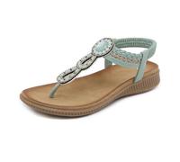 Flat Summer Sandals for Women Beaded Bohemian Thick Sole Open Toe Walking Sandals Outdoor Casual Beach Water Shoes,Green,39
