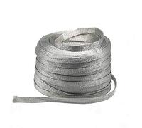 Flat Tinned Braided Copper Wire Drain Cable Electric Stranded Bare Flexible Grounding Lead conductive 5m,8#:1.5mmx15mmx5m/16.4ft(6#:1.2mmx12mmx5m/16.4ft)