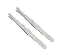 Flat Tip Tweezers Set Stainless Steel 4.72in Precision(2pcs Silver)
