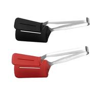 Flat Tongs, Stainless Steel Spatula Clamp with Silicone Grip, Multipurpose BBQ and Kitchen Tool, Non-Slip Fried Steak and Pancake Flipper, 304 Stainless Silicone Material, 10.24 x 3.15 inches