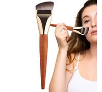Flat Top Foundation Brush - Wood, Concealer, tightly packed | wear-resistant Bristles, Face Brush for Liquid Foundation, Cream, and Powder - Buffing