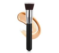 Flat Top Kabuki Foundation Brush，5.7” Premium Synthetic Kabuki Makeup Brush Flawless for Liquid, Cream, and Powder with Dense, Soft Bristles for Face Buffing, Contouring, Sculpting & Blending（Black)