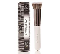 Flat Top Kabuki Foundation Brush By Keshima - Premium Makeup Brush for Liquid, Cream, and Powder - Buffing, Blending, and Face Brush (White, Regular size)