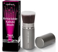 Flat Top Kabuki Foundation Brush By Keshima - Premium Makeup Brush for Liquid, Cream, and Powder - Buffing, Blending, and Face Brush (Metallic Retractable)