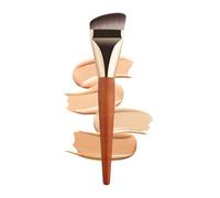 Flat Top Makeup Brush | Professional Face Tool With Wooden Handle | Contour Brush For Blending, Buffing Liquid, Cream, Powder Foundation | Soft Dense Bristles For Smooth Application