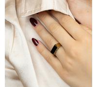 Flat Top Rectangle Thin Black Signet Solid Brass 18ct Gold Ring The Colourful Aura Gold 9