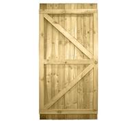 Flat Top Wooden Garden Gate, 6ft x 3ft Feather Edge Fully Framed Door | 180cm High x 90cm Wide, Heavy Duty, Overlapped Treated Timber, Paintable, Pedestrian Rear Gate, for Home Side Entrance
