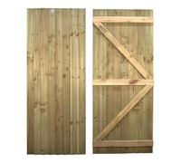 Flat Top Wooden Garden Gate 6x2.5ft - Feather Edge Semi-Braced Treated Timber Door, H:6ft x W:2.5ft Ideal for Outdoor Pathway Home Access (High: 180cm x Wide: 75cm)
