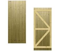 Flat Top Wooden Garden Gate 6x2.5ft - Tongue & Groove Fully Framed Treated Timber Door, H:6ft x W:2.5ft Ideal for Outdoor Pathway Home Access (High: 180cm x Wide: 75cm)