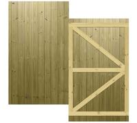 Flat Top Wooden Garden Gate 6x3.5ft - Tongue & Groove Fully Framed Treated Timber Door, H:6ft x W:3.5ft Ideal for Outdoor Pathway Home Access (High: 180cm x Wide: 105cm)