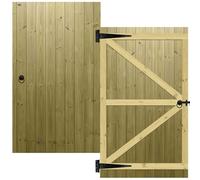 Flat Top Wooden Garden Gate 6x3.5ft - Tongue & Groove Fully Framed Treated Timber Door + Ring Latch Hinge Pack, H:6ft x W:3.5ft Ideal for Outdoor Pathway Home Access (High: 180cm x Wide: 105cm)