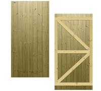 Flat Top Wooden Garden Gate 6x3ft - Tongue & Groove Fully Framed Treated Timber Door, H:6ft x W:3ft Ideal for Outdoor Pathway Home Access (High: 180cm x Wide: 90cm)