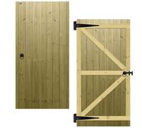 Flat Top Wooden Garden Gate 6x3ft - Tongue & Groove Fully Framed Treated Timber Door + Ring Latch Hinge Pack, H:6ft x W:3ft Ideal for Outdoor Pathway Home Access (High: 180cm x Wide: 90cm)