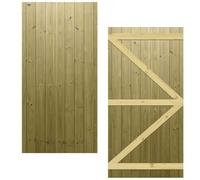 Flat Top Wooden Garden Gate 6x3ft - Tongue & Groove Semi-Braced Treated Timber Door, H:6ft x W:3ft Ideal for Outdoor Pathway Home Access (High: 180cm x Wide: 90cm)