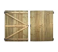 Flat Top Wooden Garden Gate 6x4.5ft - Feather Edge Semi-Braced Treated Timber Door + Suffolk Latch Hinge Pack, H:6ft x W:4.5ft Ideal for Outdoor Pathway Home Access (High: 180cm x Wide: 135cm)